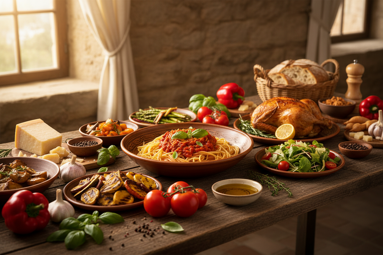 Recetas en mesa rústica